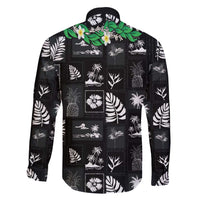 Aloha Hawaii Tuberose Lei Family Matching Mermaid Dress and Hawaiian Shirt Tropical Vibes Black Color - Polynesian Pride