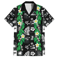 Aloha Hawaii Tuberose Lei Family Matching Summer Maxi Dress and Hawaiian Shirt Tropical Vibes Black Color - Polynesian Pride