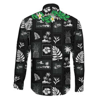 Aloha Hawaii Tuberose Lei Family Matching Summer Maxi Dress and Hawaiian Shirt Tropical Vibes Black Color LT14 - Polynesian Pride