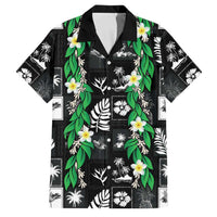 Aloha Hawaii Tuberose Lei Family Matching Tank Maxi Dress and Hawaiian Shirt Tropical Vibes Black Color LT14 Dad's Shirt - Short Sleeve Black - Polynesian Pride
