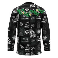 Aloha Hawaii Tuberose Lei Hockey Jersey Tropical Vibes Black Color - Polynesian Pride