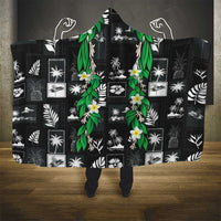 Aloha Hawaii Tuberose Lei Hooded Blanket Tropical Vibes Black Color - Polynesian Pride