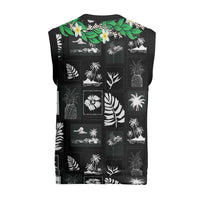 Aloha Hawaii Tuberose Lei Christmas Knitted V-Neck Vest Tropical Vibes Black Color - Polynesian Pride