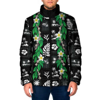 Aloha Hawaii Tuberose Lei Padded Jacket Tropical Vibes Black Color - Polynesian Pride