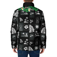 Aloha Hawaii Tuberose Lei Padded Jacket Tropical Vibes Black Color - Polynesian Pride