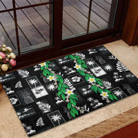 Aloha Hawaii Tuberose Lei Rubber Doormat Tropical Vibes Black Color - Polynesian Pride