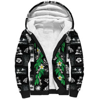 Aloha Hawaii Tuberose Lei Sherpa Hoodie Tropical Vibes Black Color - Polynesian Pride