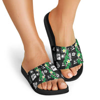 Aloha Hawaii Tuberose Lei Slide Sandals Tropical Vibes Black Color - Polynesian Pride