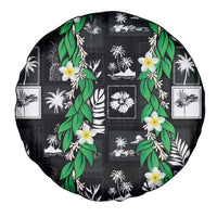 Aloha Hawaii Tuberose Lei Spare Tire Cover Tropical Vibes Black Color - Polynesian Pride