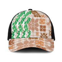 Aloha Hawaii Palaka Tuberose Lei Baseball Net Cap Hawaiian Quilt Seamless Style - Polynesian Pride