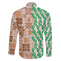 Aloha Hawaii Palaka Tuberose Lei Family Matching Off Shoulder Maxi Dress and Hawaiian Shirt Hawaiian Quilt Seamless Style - Polynesian Pride