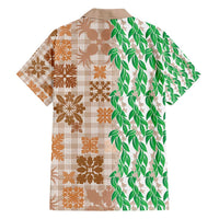 Aloha Hawaii Palaka Tuberose Lei Family Matching Off Shoulder Short Dress and Hawaiian Shirt Hawaiian Quilt Seamless Style - Polynesian Pride