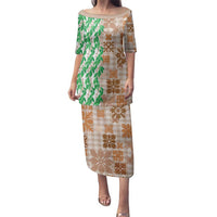 Aloha Hawaii Palaka Tuberose Lei Family Matching Puletasi and Hawaiian Shirt Hawaiian Quilt Seamless Style - Polynesian Pride