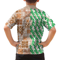 Aloha Hawaii Palaka Tuberose Lei Family Matching Tank Maxi Dress and Hawaiian Shirt Hawaiian Quilt Seamless Style - Polynesian Pride