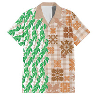 Aloha Hawaii Palaka Tuberose Lei Family Matching Tank Maxi Dress and Hawaiian Shirt Hawaiian Quilt Seamless Style - Polynesian Pride