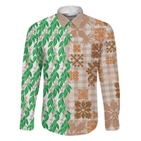 Aloha Hawaii Palaka Tuberose Lei Family Matching Tank Maxi Dress and Hawaiian Shirt Hawaiian Quilt Seamless Style - Polynesian Pride