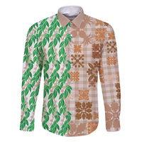 Aloha Hawaii Palaka Tuberose Lei Family Matching Tank Maxi Dress and Hawaiian Shirt Hawaiian Quilt Seamless Style - Polynesian Pride