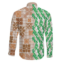 Aloha Hawaii Palaka Tuberose Lei Family Matching Tank Maxi Dress and Hawaiian Shirt Hawaiian Quilt Seamless Style - Polynesian Pride