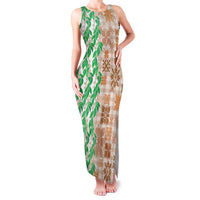 Aloha Hawaii Palaka Tuberose Lei Family Matching Tank Maxi Dress and Hawaiian Shirt Hawaiian Quilt Seamless Style - Polynesian Pride