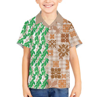 Aloha Hawaii Palaka Tuberose Lei Family Matching Tank Maxi Dress and Hawaiian Shirt Hawaiian Quilt Seamless Style - Polynesian Pride