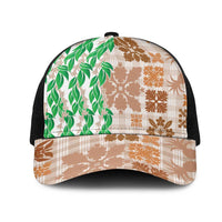 Aloha Hawaii Palaka Tuberose Lei Mesh Trucker Cap Hawaiian Quilt Seamless Style - Polynesian Pride