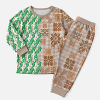 Aloha Hawaii Palaka Tuberose Lei Christmas Pajama Set Hawaiian Quilt Seamless Style - Polynesian Pride