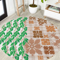 Aloha Hawaii Palaka Tuberose Lei Round Carpet Hawaiian Quilt Seamless Style - Polynesian Pride