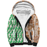 Aloha Hawaii Palaka Tuberose Lei Sherpa Hoodie Hawaiian Quilt Seamless Style - Polynesian Pride