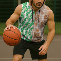 Aloha Hawaii Palaka Tuberose Lei Sleeveless Zip Hoodie Hawaiian Quilt Seamless Style LT14