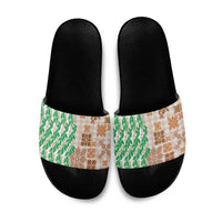 Aloha Hawaii Palaka Tuberose Lei Slide Sandals Hawaiian Quilt Seamless Style - Polynesian Pride