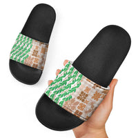 Aloha Hawaii Palaka Tuberose Lei Slide Sandals Hawaiian Quilt Seamless Style - Polynesian Pride