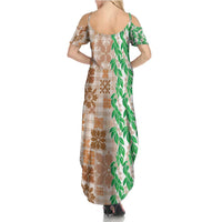 Aloha Hawaii Palaka Tuberose Lei Summer Maxi Dress Hawaiian Quilt Seamless Style - Polynesian Pride