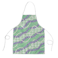 Pastel Green Hawaii Palaka Honohono Pikake Apron Hawaiian Orchid Lei Polynesian Pattern - Polynesian Pride