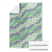 Pastel Green Hawaii Palaka Honohono Pikake Blanket Hawaiian Orchid Lei Polynesian Pattern - Polynesian Pride