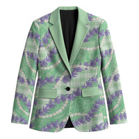 Pastel Green Hawaii Palaka Honohono Pikake Blazer Hawaiian Orchid Lei Polynesian Pattern - Polynesian Pride