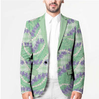 Pastel Green Hawaii Palaka Honohono Pikake Blazer Hawaiian Orchid Lei Polynesian Pattern - Polynesian Pride