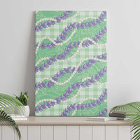 Pastel Green Hawaii Palaka Honohono Pikake Canvas Wall Art Hawaiian Orchid Lei Polynesian Pattern - Polynesian Pride