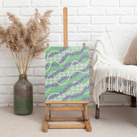 Pastel Green Hawaii Palaka Honohono Pikake Canvas Wall Art Hawaiian Orchid Lei Polynesian Pattern - Polynesian Pride