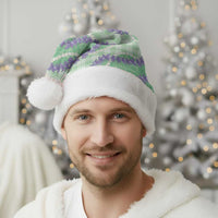 Pastel Green Hawaii Palaka Honohono Pikake Christmas Santa Hat Hawaiian Orchid Lei Polynesian Pattern - Polynesian Pride