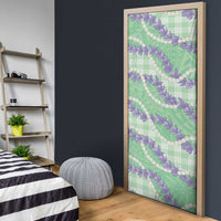 Pastel Green Hawaii Palaka Honohono Pikake Door Cover Hawaiian Orchid Lei Polynesian Pattern - Polynesian Pride
