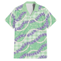 Pastel Green Hawaii Palaka Honohono Pikake Family Matching Off Shoulder Maxi Dress and Hawaiian Shirt Hawaiian Orchid Lei Polynesian Pattern LT14 Dad's Shirt - Short Sleeve Pastel Green - Polynesian Pride