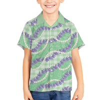 Pastel Green Hawaii Palaka Honohono Pikake Family Matching Short Sleeve Bodycon Dress and Hawaiian Shirt Hawaiian Orchid Lei Polynesian Pattern LT14 - Polynesian Pride
