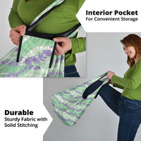 Pastel Green Hawaii Palaka Honohono Pikake Grocery Bag Hawaiian Orchid Lei Polynesian Pattern - Polynesian Pride