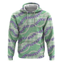 Pastel Green Hawaii Palaka Honohono Pikake Hoodie Hawaiian Orchid Lei Polynesian Pattern - Polynesian Pride