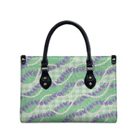 Pastel Green Hawaii Palaka Honohono Pikake Leather Bag Hawaiian Orchid Lei Polynesian Pattern - Polynesian Pride