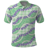 Pastel Green Hawaii Palaka Honohono Pikake Polo Shirt Hawaiian Orchid Lei Polynesian Pattern - Polynesian Pride