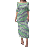 Pastel Green Hawaii Palaka Honohono Pikake Puletasi Hawaiian Orchid Lei Polynesian Pattern LT14 Long Dress Pastel Green - Polynesian Pride