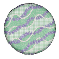 Pastel Green Hawaii Palaka Honohono Pikake Spare Tire Cover Hawaiian Orchid Lei Polynesian Pattern - Polynesian Pride