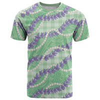 Pastel Green Hawaii Palaka Honohono Pikake T Shirt Hawaiian Orchid Lei Polynesian Pattern - Polynesian Pride