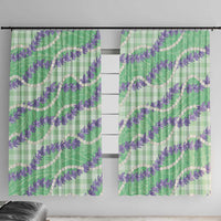 Pastel Green Hawaii Palaka Honohono Pikake Window Curtain Hawaiian Orchid Lei Polynesian Pattern - Polynesian Pride